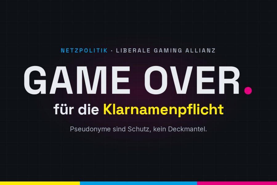 Grafik: „Game Over für die Klarnamenpflicht – Pseudonyme sind Schutz, kein Deckmantel“